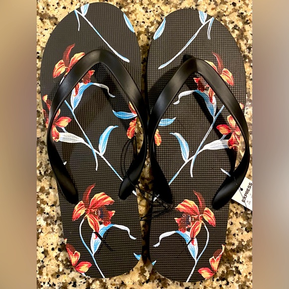 Express Floral Flip Flops - Picture 1 of 6